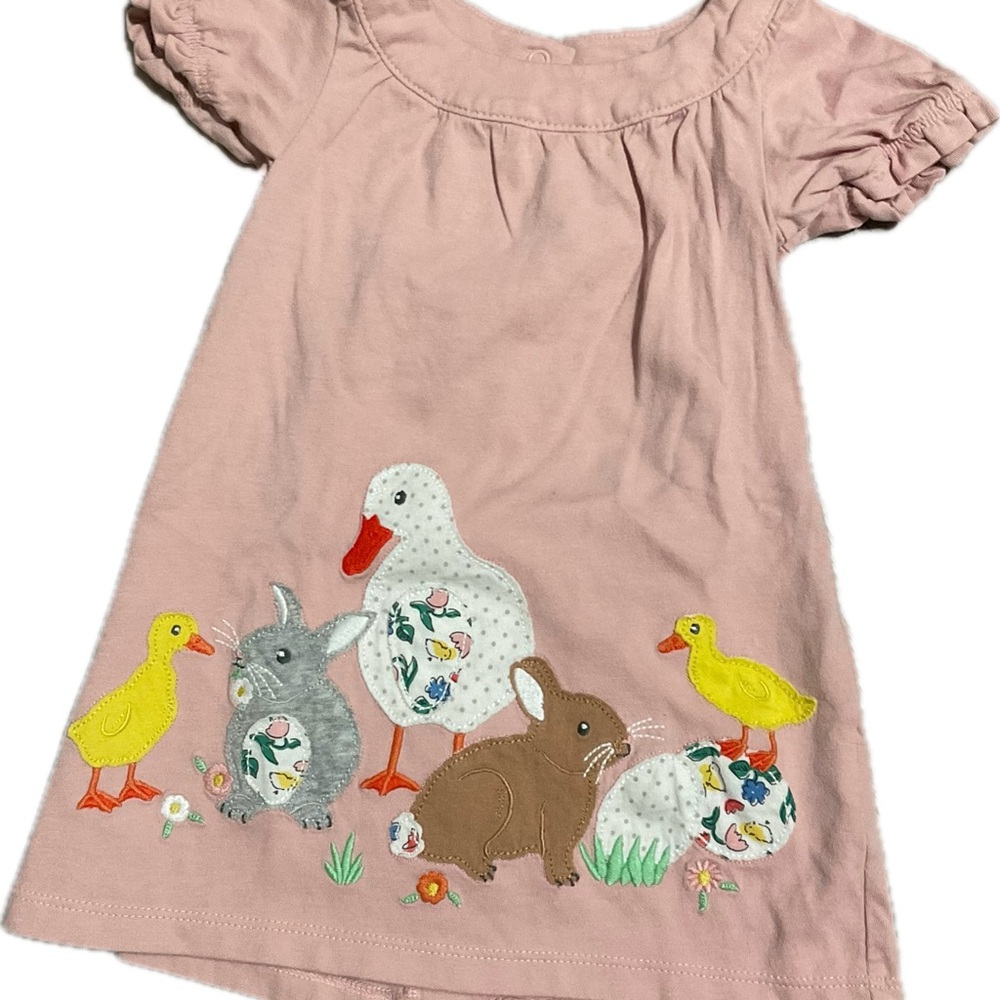 BABY BODEN 9/12 Pink farm animal dress